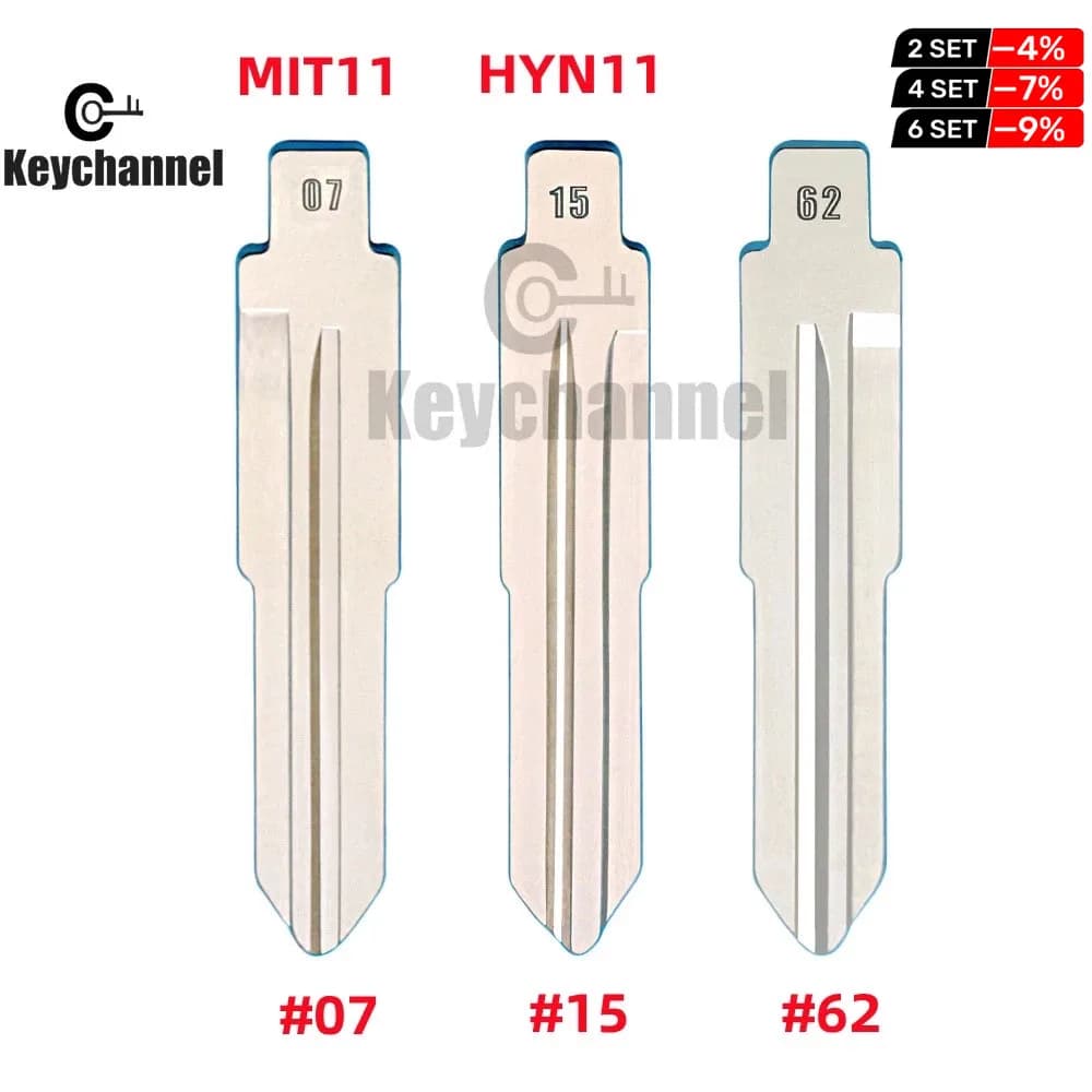Keychannel 10PCS Replacement Flip Key #07 #15#62 KD Key Blade LISHI MIT11 HYN11 For Mitsubishi Lancer Galant Outlander Key Blank
