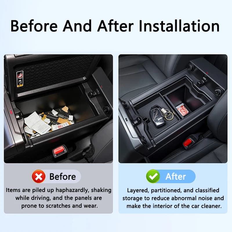 QHCP Scatola portaoggetti per bracciolo auto a doppio strato, organizer centrale a estrazione, in ABS, compatibile con Toyota RAV4 2026