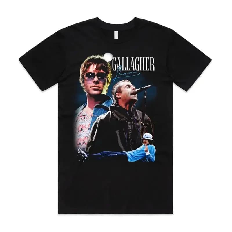Liam Gallagher Omaggio T-shirt Top Retro Vintage UK EU Tour 2025 Merch Liam