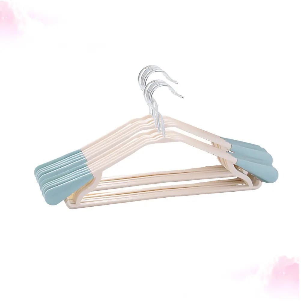 10 Pezzi Appendiabiti Blu Senza Tracolla in Plastica Antiscivolo con Ganci Rotanti Senza Bordi Affilati per Camicie, Cappotti, Pantaloni - Uso Domestico
