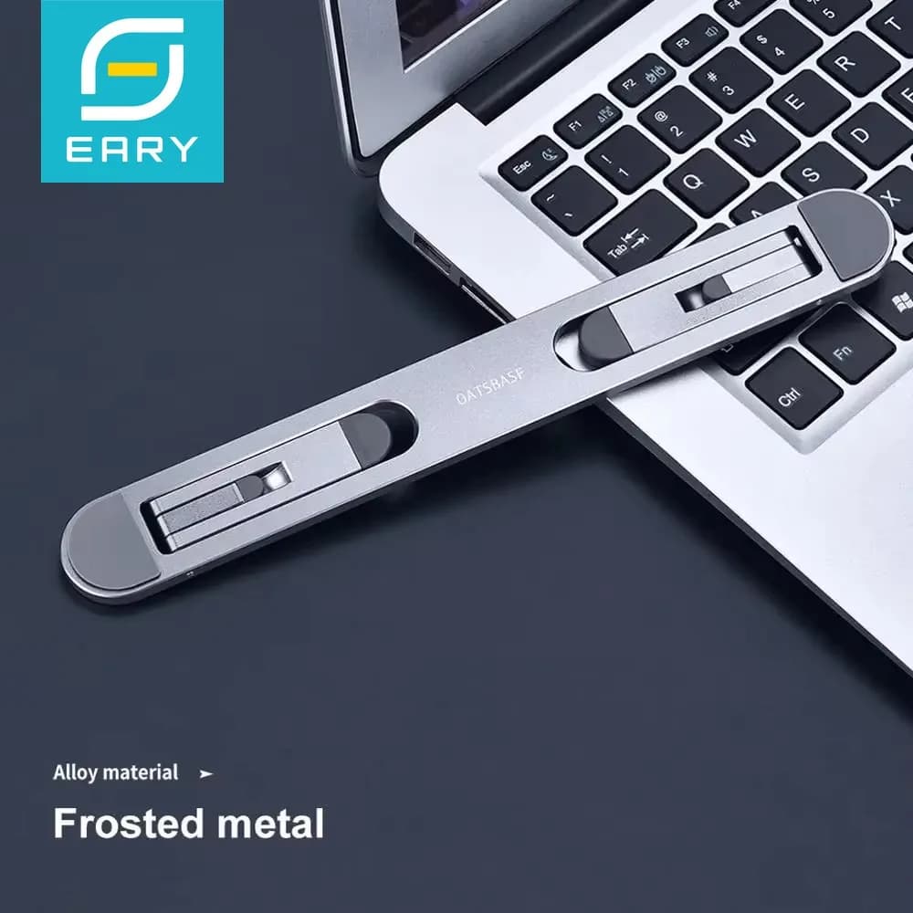 Supporto Portatile per Laptop Eary, Pieghevole e Regolabile, Ergonomico in Metallo per iPad, MacBook, HP, Dell, Lenovo e Notebook