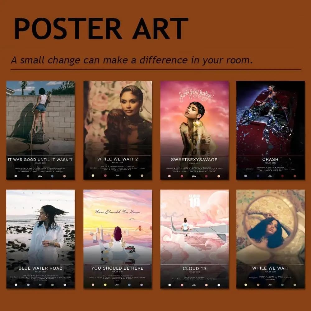 Famoso cantante K-Kehlani Copertina dell'album musicale Poster mentre aspettamo Poster Camera da letto Immagine di arte della parete Decorazioni per la casa Regali