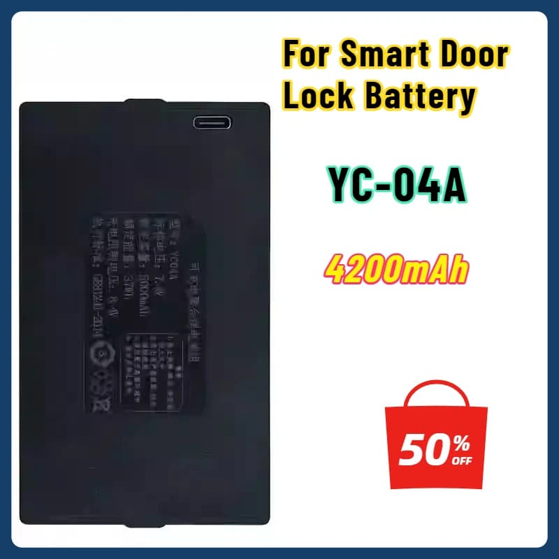 Batteria per serratura intelligente al litio da 7,4 V 4200 mAh per QULE YC-03A YC-03B YC-03C YC-03E YC-04A YC-04B YC-04C YC-04E