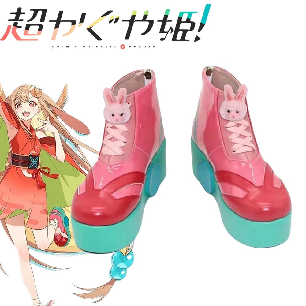 Scarpe Cosplay Anime Cosmic Princess Kaguya, Stivali in Pelle PU Rosa per Donna, Costume per Halloween e Carnevale