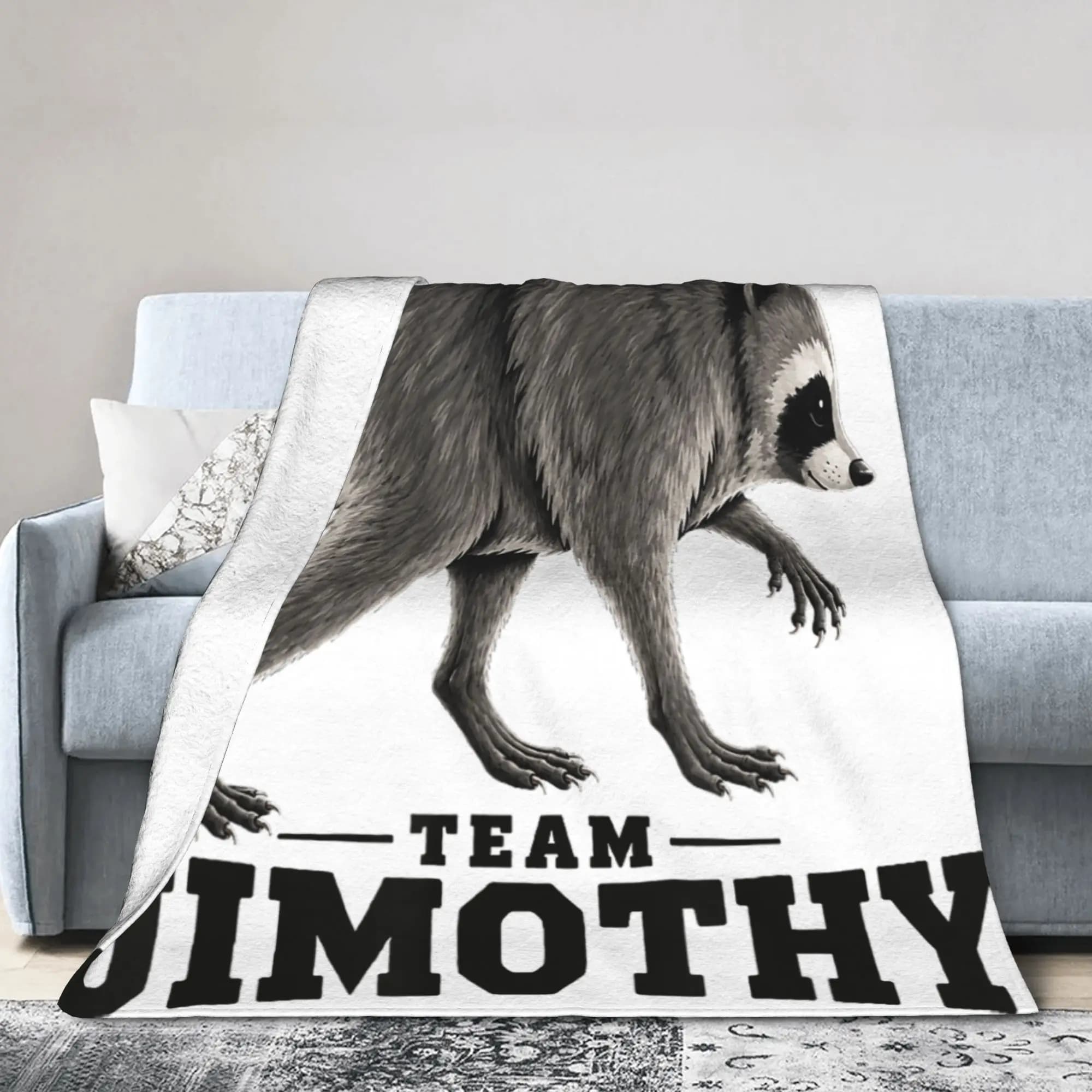 Team Jimothy Raccoon Soft Throw Blanket Travel Office Team Jimothy Raccoon Blankets Flannel Bedspread For Sofa Home Bed Cover