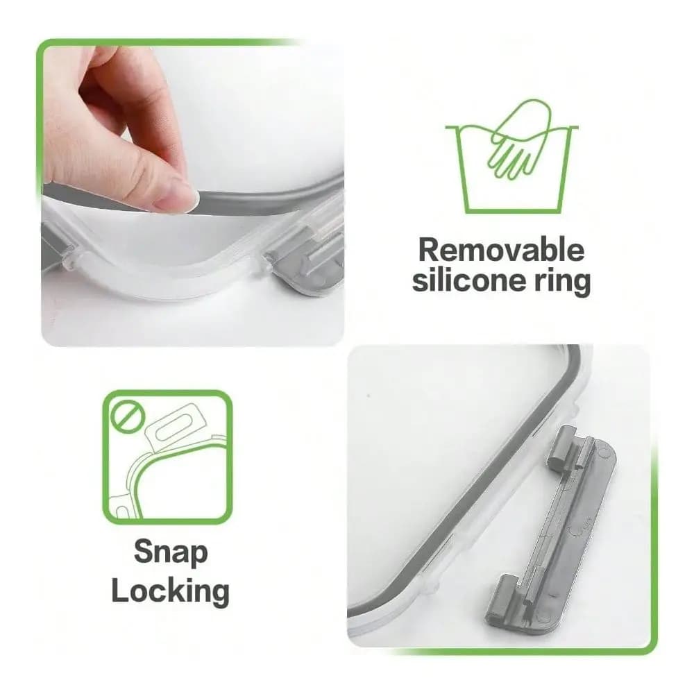 Set di Contenitori in Vetro per Alimenti da 63oz/8 Tazze con Coperchi, Contenitori per Preparazione Pasti, Scatole Bento Ermetiche con Chiusura Antiperdita