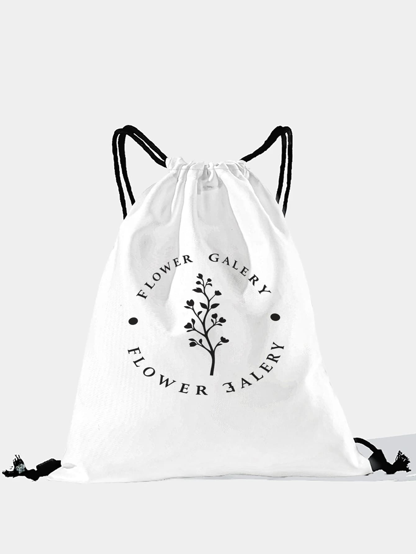 Zaino con coulisse con stampa silhouette di piante, borsa sportiva leggera per palestra, yoga, viaggi, scuola, shopping e uso quotidiano