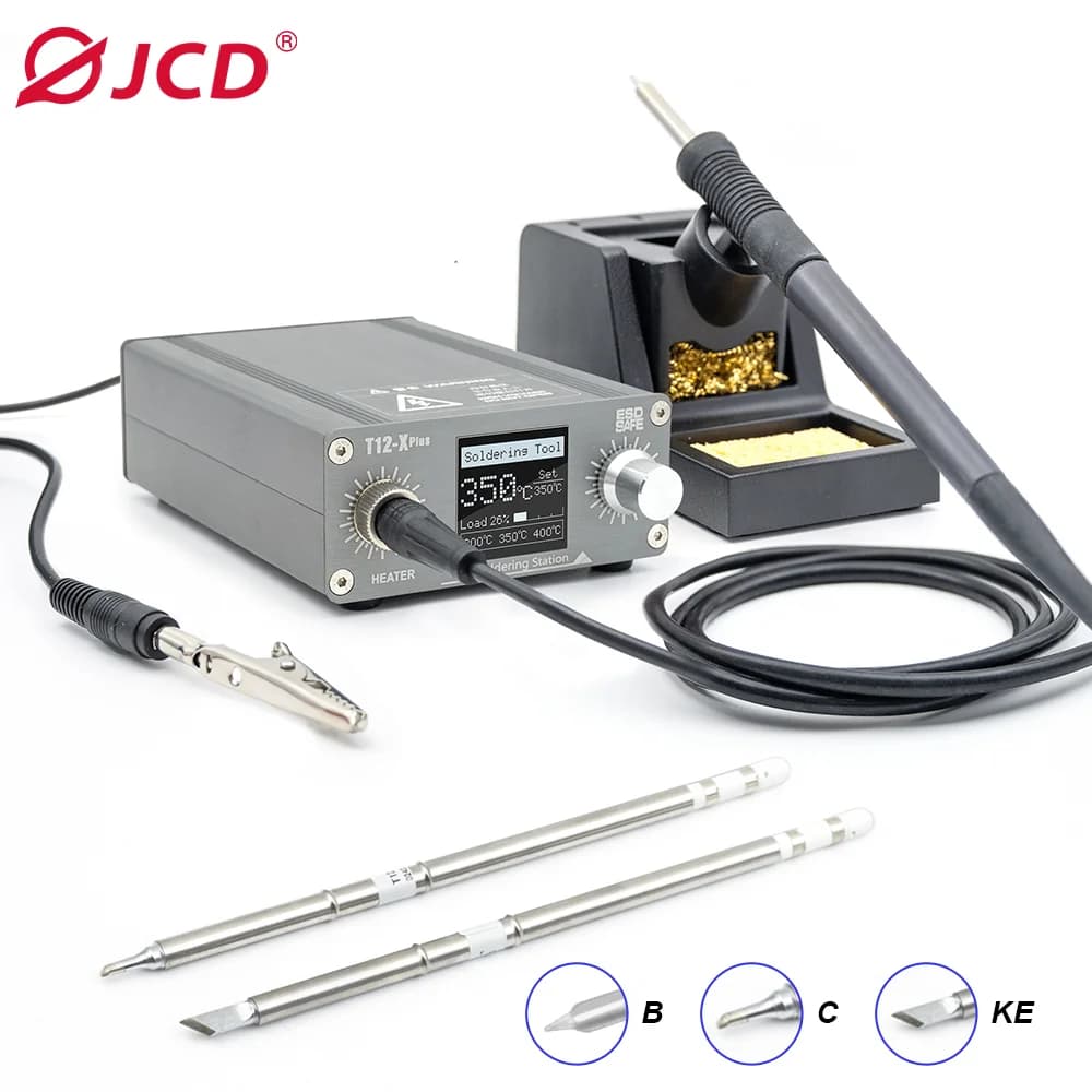 JCD T12-X Plus Soldering Station Electronic Soldering Iron with T12 Tips for PCB Repair Mobile Phone Board Welding Repair Tools