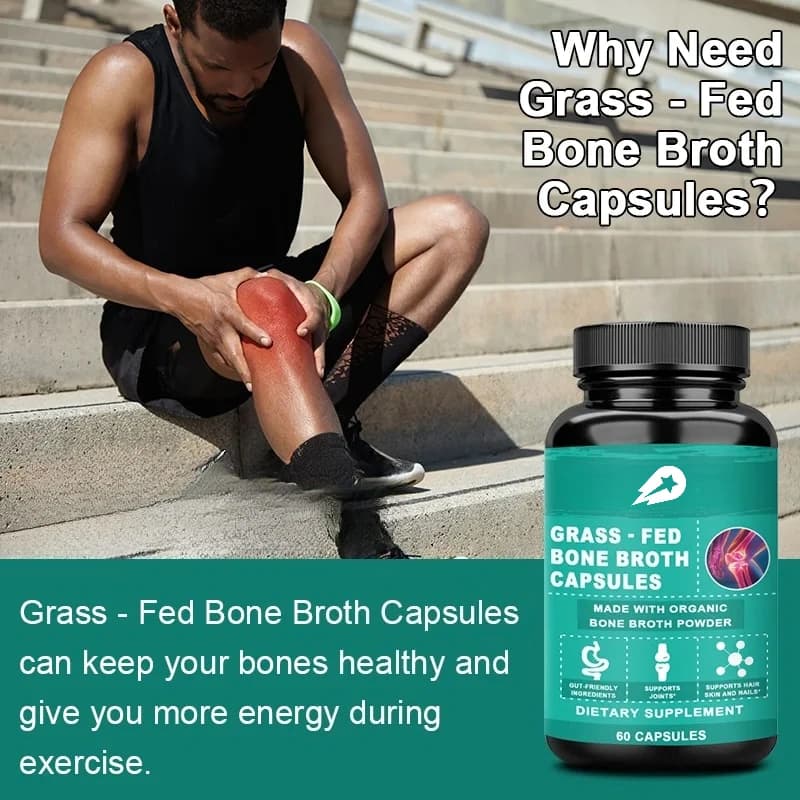 Herbalde capsules with collagen powder of organic bone wafers, support nails, hair, joints and digestive health