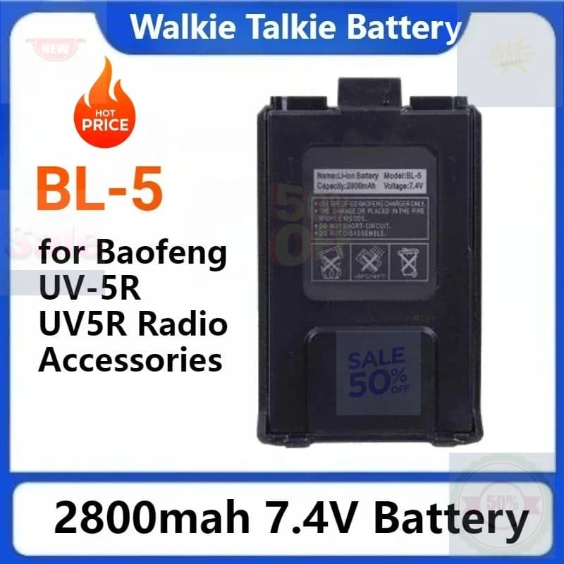 1-5 Pezzi/Lotto Batterie Ricaricabili Li-ion BL-5 2800mAh 7.4V per Accessori Radio Baofeng UV-5R UV5R, Batteria per Walkie Talkie