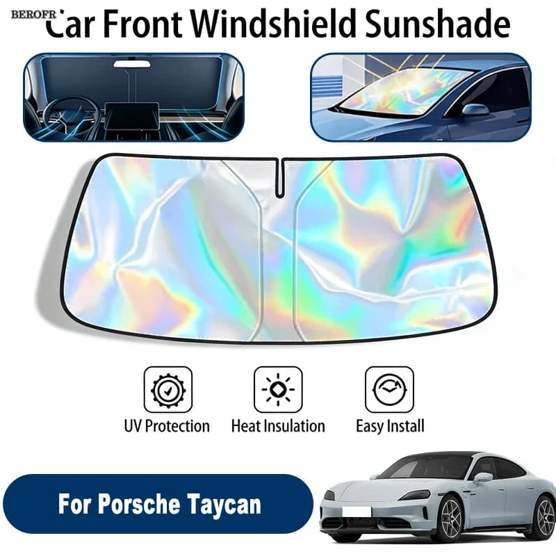 Windshield Sun Shade For Porsche Taycan Foldable UV Reflective Front Window Sun Protection Cover Accessories