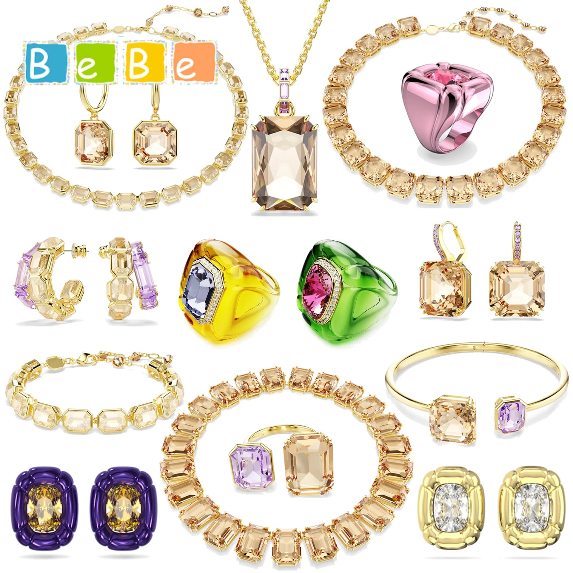 Nuovi Set di Gioielli alla Moda 2026: Anello a Cuore Rosa, Orecchini con Cristalli a Goccia d'Acqua Viola e Collana di Lusso per Donna