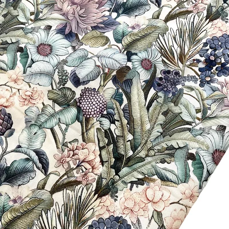 140x50cm 60S Long-Staple Soft Cotton Fabric Leaf Flower Pattern High-Quality Summer Sewing Material for Cheongsam And Dresses