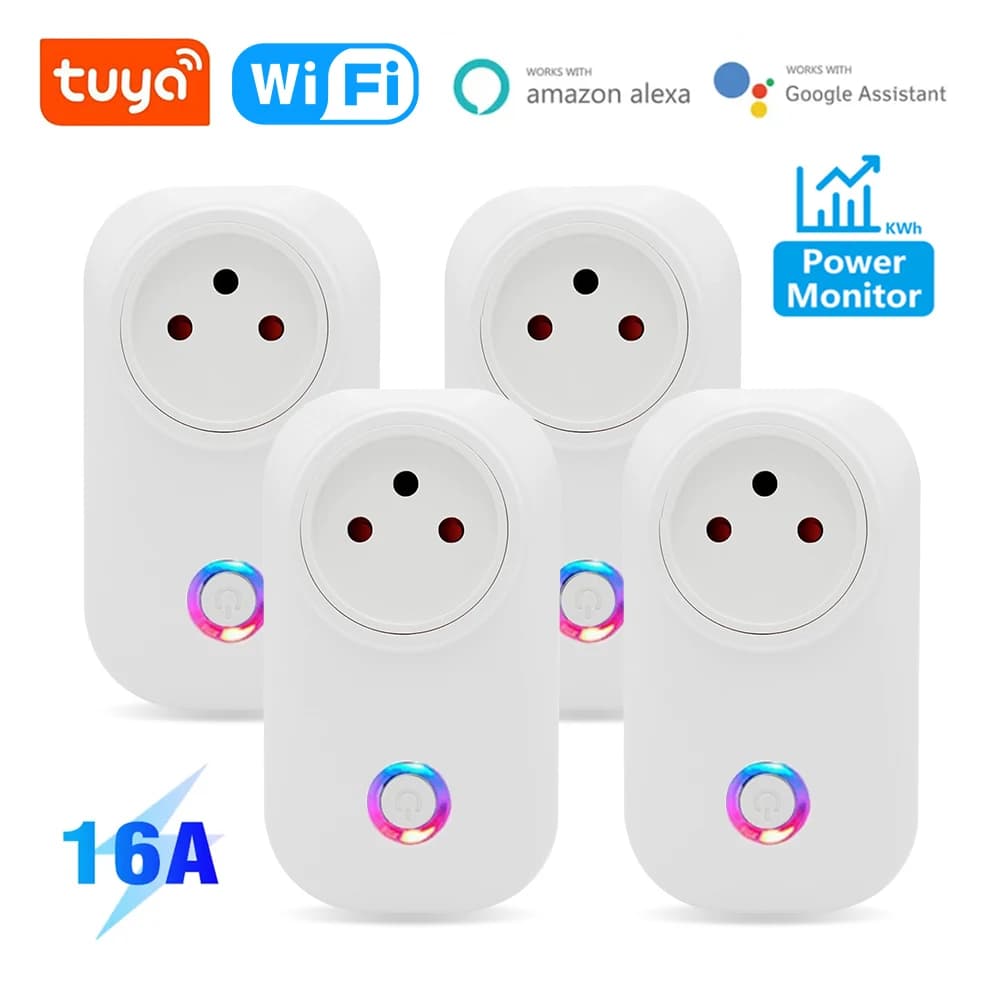 Tuya WiFi Smart Plug 16A Israel Power Monitor Timing Power Transformer APP Smart Life Works with Alexa Google