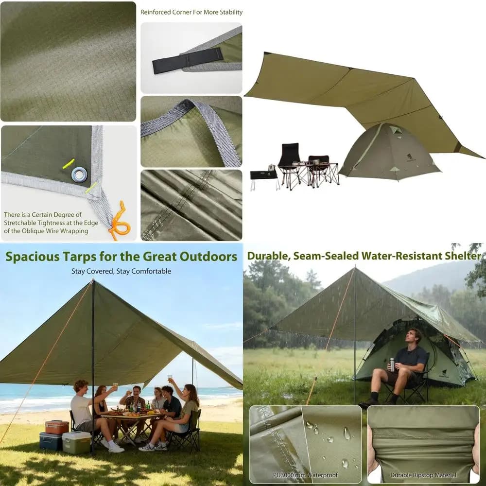 Telo da campeggio impermeabile 17x10ft - Ignifugo, ideale per escursioni, backpacking, picnic (pali non inclusi)