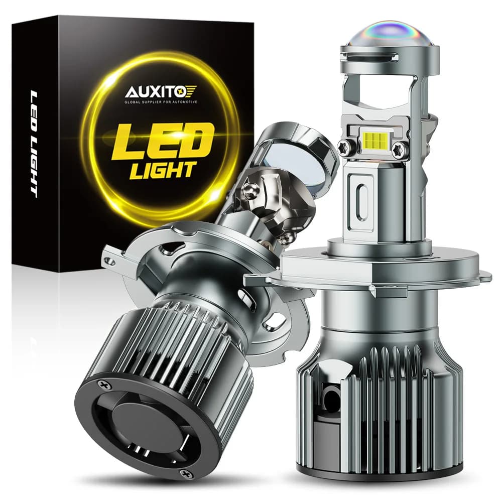 AUXITO H4 Proiettore Lampadina Fari Turbo 110W Potente 12V CSP Fascio Alto Basso Mini Lenti Canbus Haedlamp LHD RHD Kit Bianco