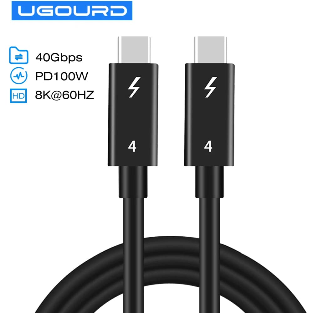 UGOURD Cavo coassiale Thunderbolt 4 da 0,2 m-2 m USB4 da tipo c a tipo c 40 Gbps PD 100 W Cavo di ricarica rapida per egpu iPhone MacBook Air