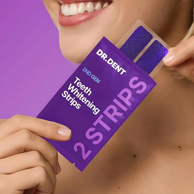 DRDENT Teeth Whitening Strips Purple 21 Sessions Safe For Enamel Non Sensitive Yellow Teeth Stain Remover Oral Dental Care