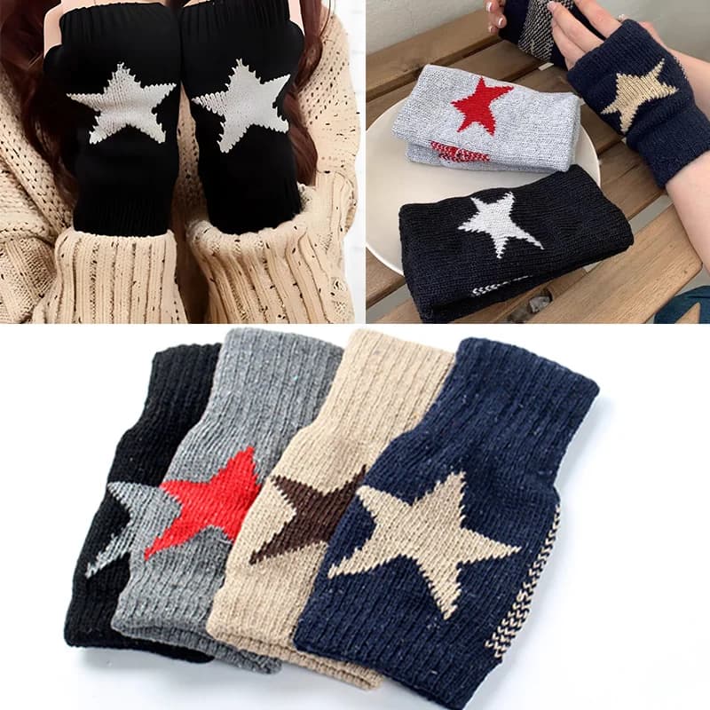 Five Star Motorcycle Gloves with Half Fins for Men Women's Duck Wool Gloves Fashion Out Cycling Race Bike Gloves