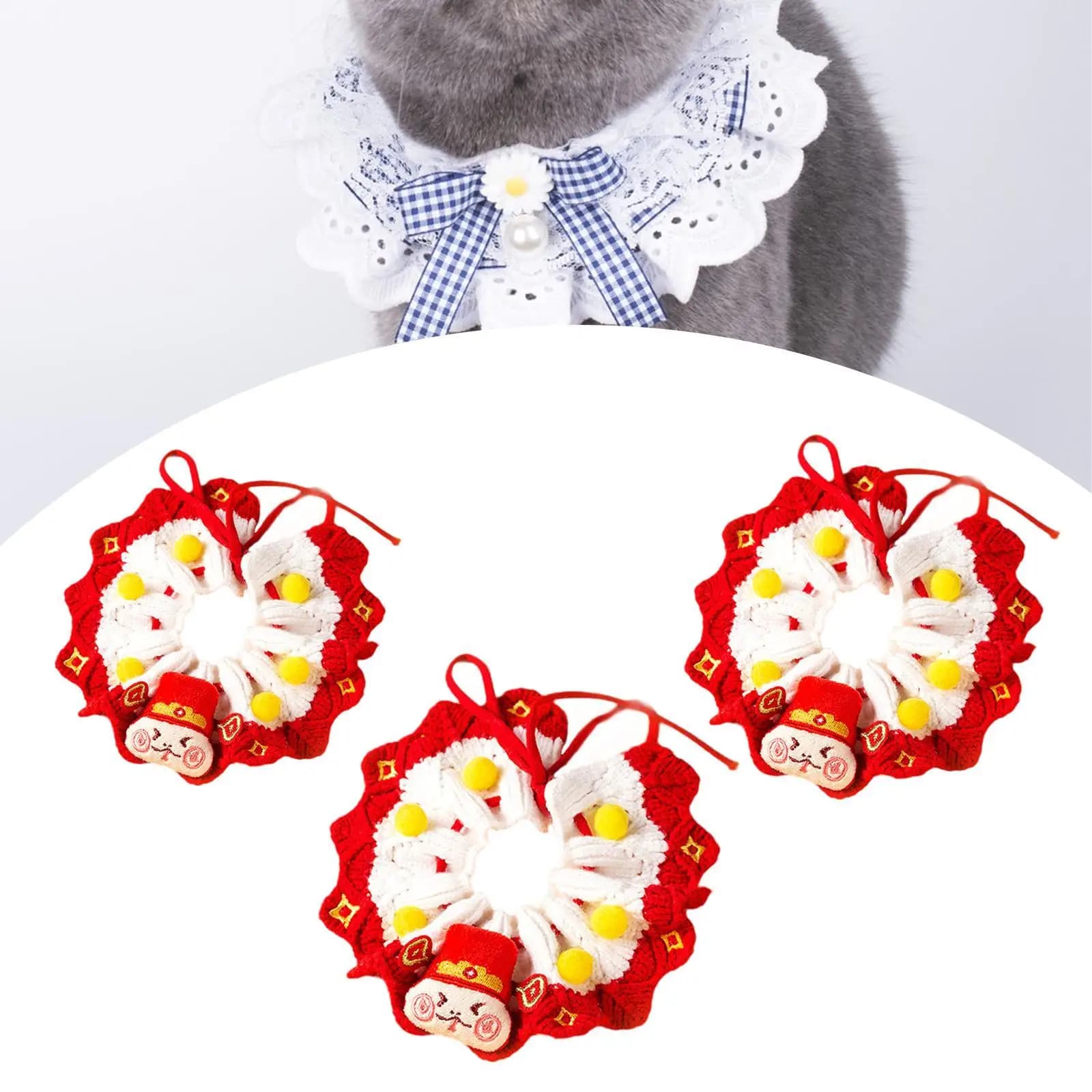 Collare per gatti lavorato a maglia Sciarpa natalizia Collana regolabile Abbigliamento per gatti per foto di feste e accessori regalo