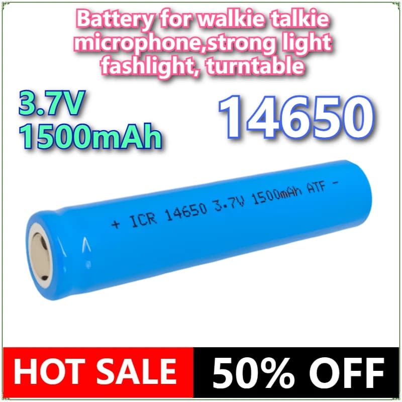 Brand New 2 pz/lotto 14650 3.7V 1500MAH Batteria Ricaricabile agli Ioni di Litio Li-Ion per Torcia Elettrica Altoparlante Walkie Talkie Microfono