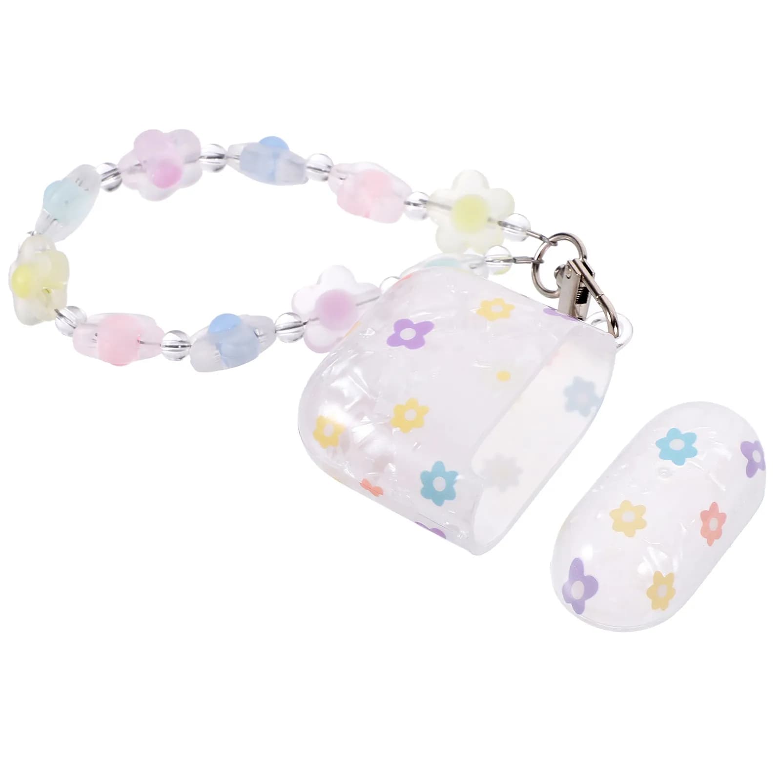 Custodia per auricolari wireless in TPU con delicato cordoncino a braccialetto con motivo floreale, portatile, antigraffio e resistente agli urti