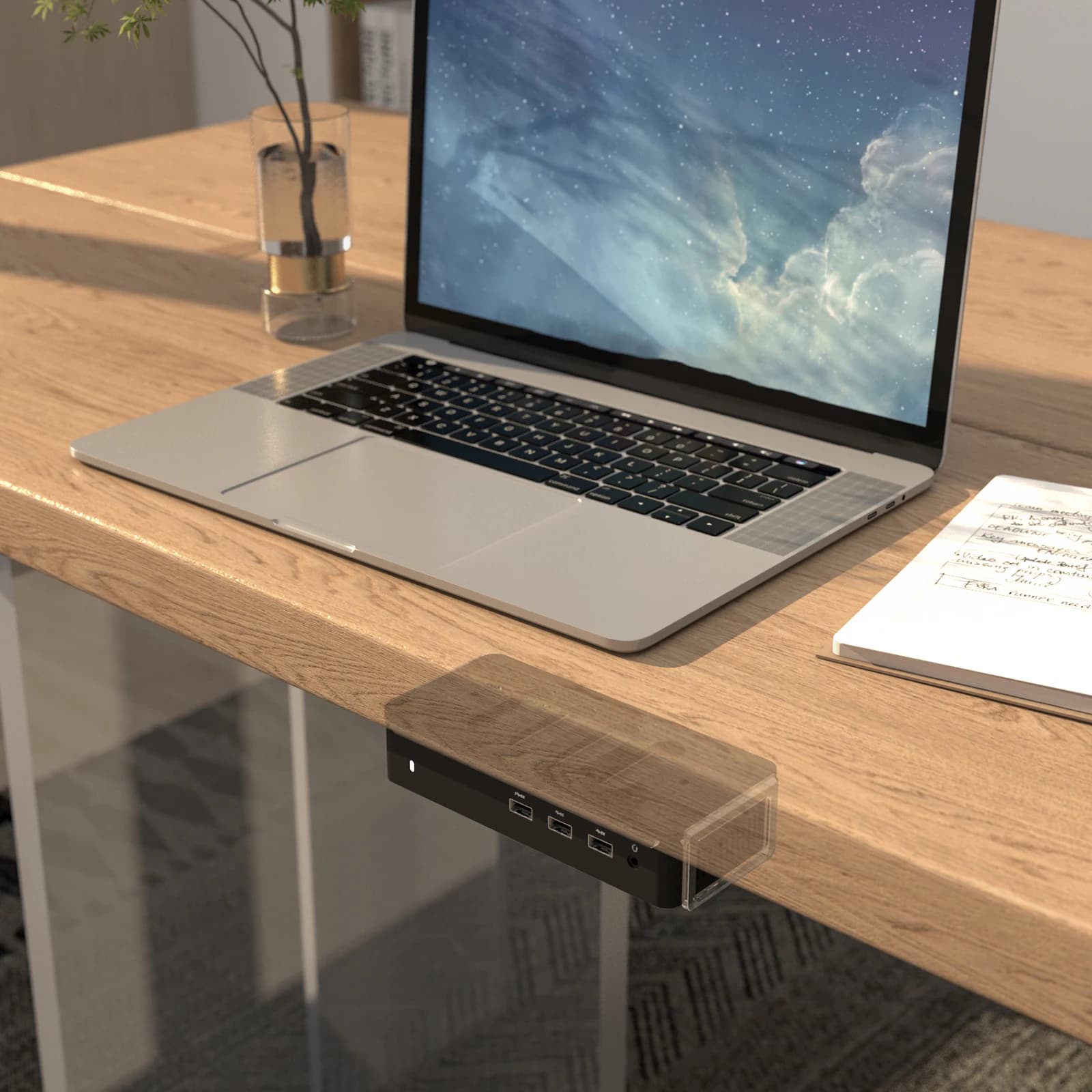 Supporto organizer in acrilico compatibile con la serie Dell D3100, supporto per docking station sotto scrivania con viti