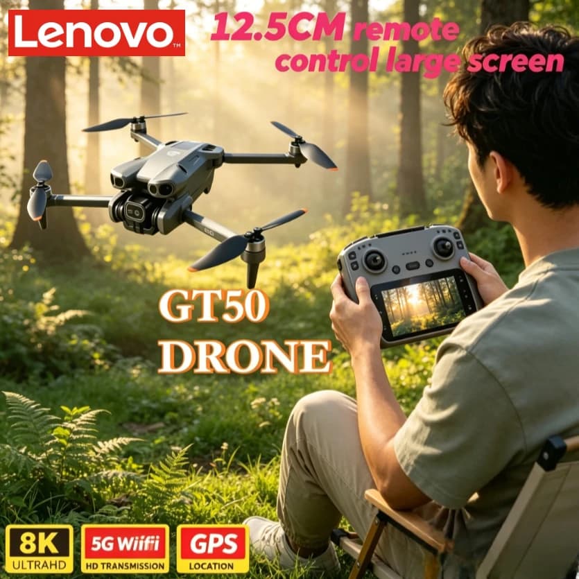 Lenovo GT50 RC Drone With Screen Remote Control GPS 8K HD Lightweight Brushless Quadcopter 5G WIFI FPV Professional Aerial