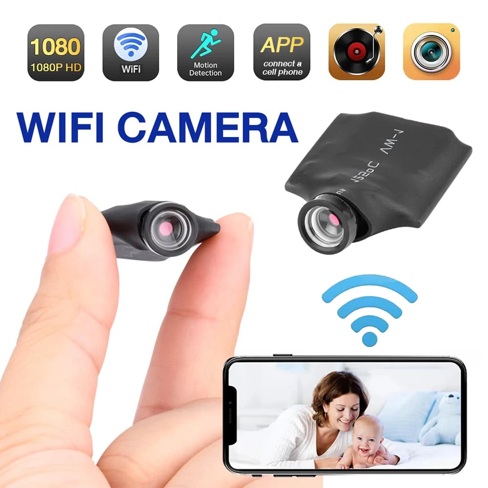 Mini telecamera WiFi 1080P HD Modulo wireless portatile fai-da-te Telecamera P2P Videoregistratore Rilevazione movimento Sicurezza domestica Piccola videocamera