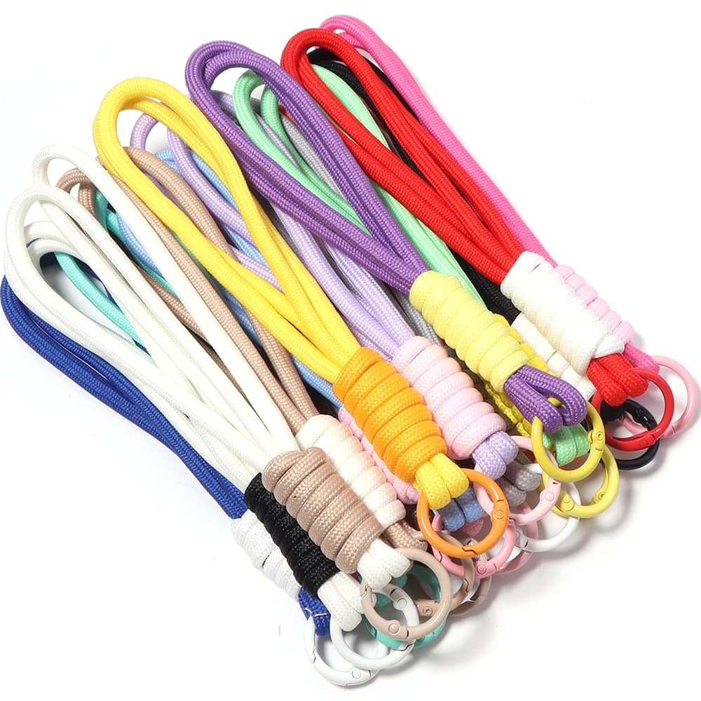 4 pezzi di portachiavi creativi intrecciati a mano per cellulare, cordino antifurto, cinturino con nodo, anello portachiavi, accessorio pendente per borsa o auto