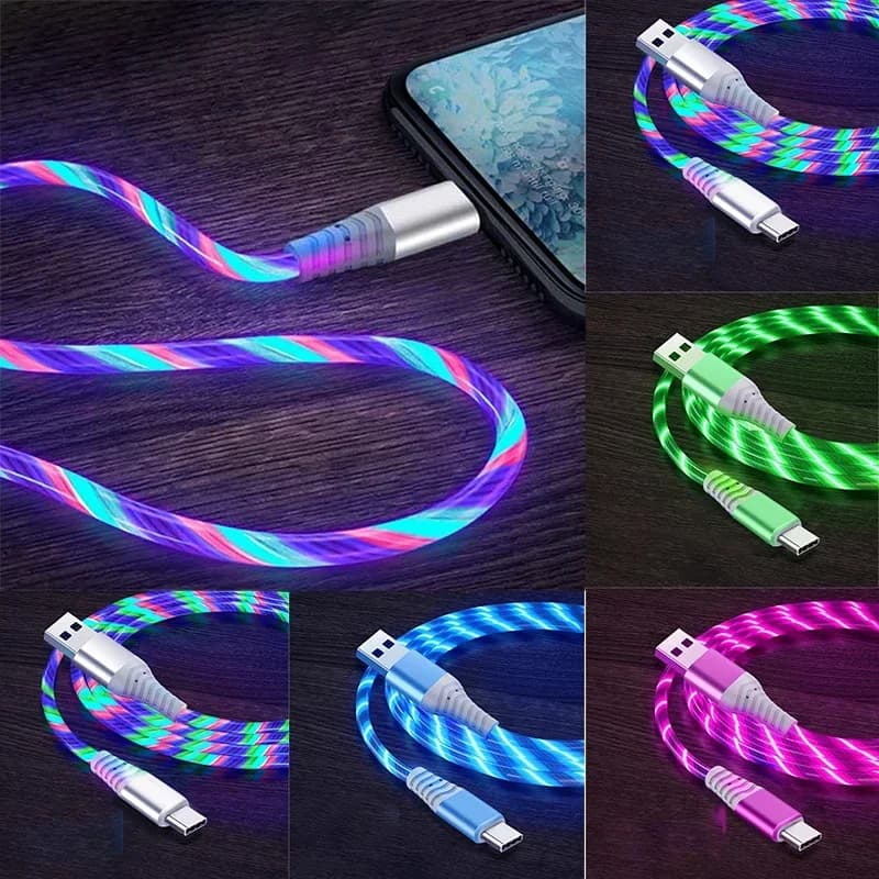 Quick charging data cable Luminous flux USB cable type C Quick charging cable 5A Luminous LED cable for Samsung Xiaomi IPhone Micro