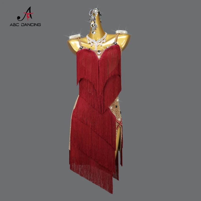 2026 Vestito da ballo latino Donne adulte sexy Sala da ballo Gonna da festa Pratica Indossare Vestito Sport Costumi da ballo Midi Abiti da sera