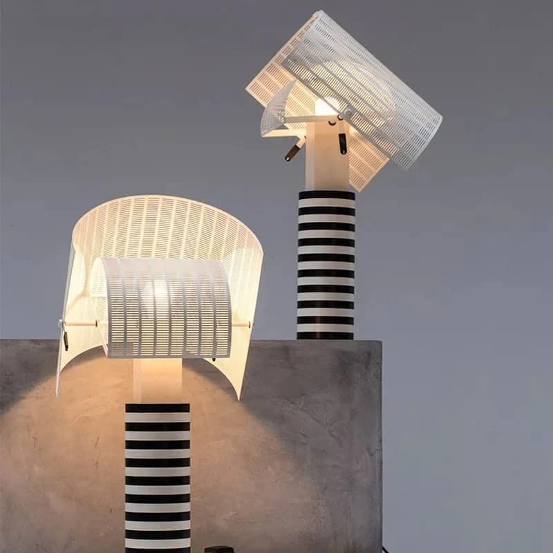 Lampada da Tavolo Creativa a Strisce Bianche e Nere, Luce d'Atmosfera per Cameretta Bambini, Soggiorno, Camera da Letto, Arredamento Interno