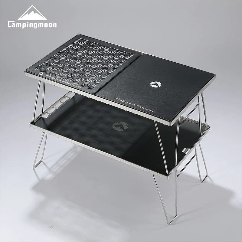 Tavolo multiuso CAMPINGOON T-2309BK in lega di alluminio 2/1 day flat black con supporto per vassoio accessori