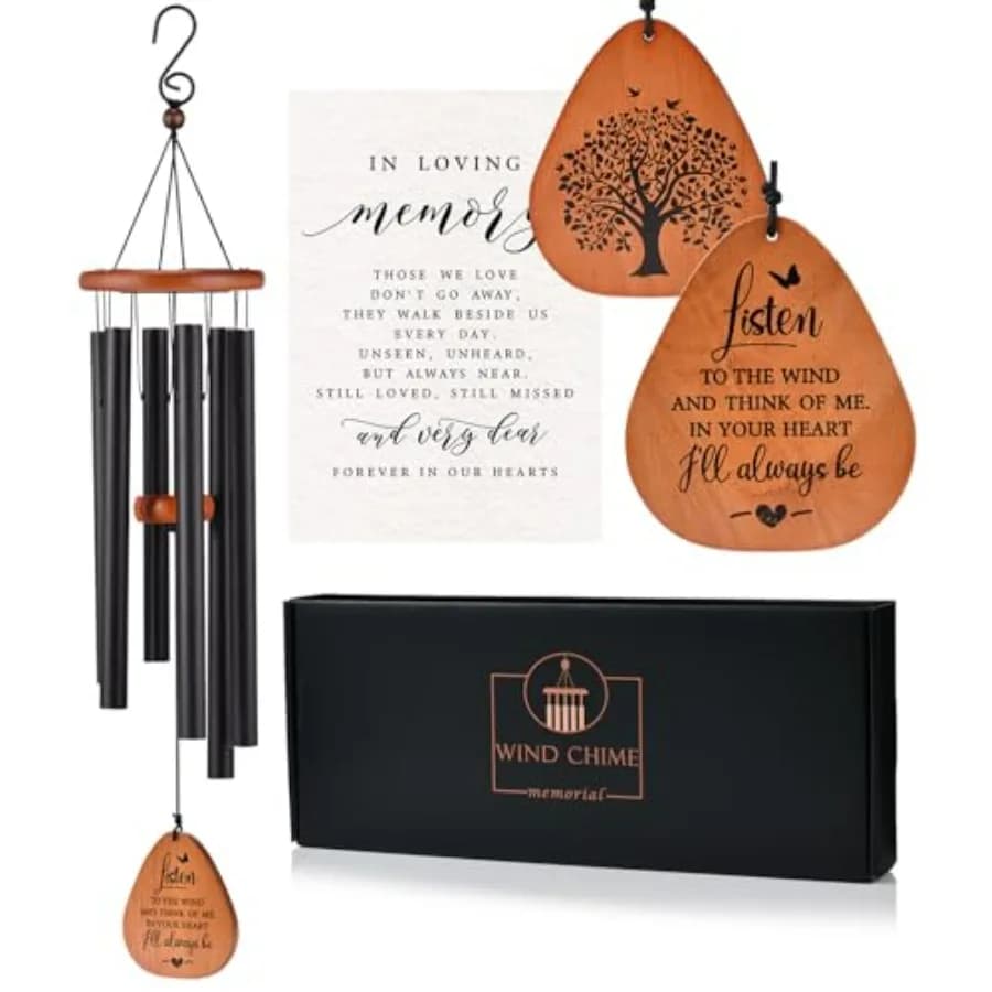 Memorial Wind Chimes for Loss of Loved One, Sympathy Wind Chimes Gift, Bereavement Gifts, Beautiful Outdoor Garden Decor with S