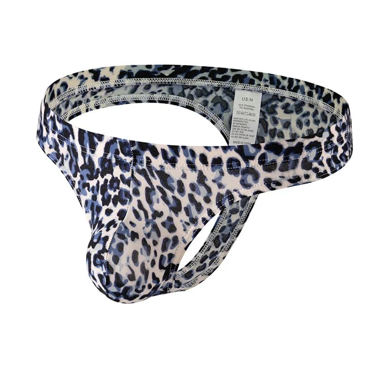 Slip da uomo leopardato leggero, ultra-morbido e traspirante, con ampio sacchetto frontale, perizoma a T, sexy e alla moda per giovani