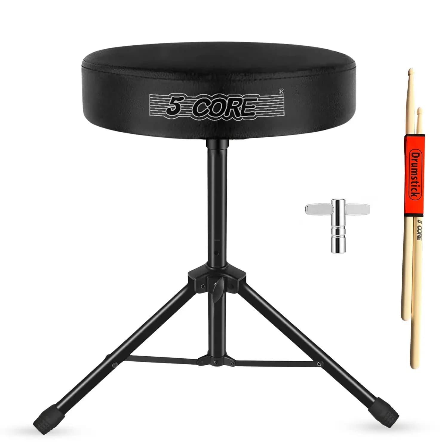 Trono per batteria, comodo sgabello per chitarra imbottito da 3 pollici, sedia per batterista, sedile per musicista regolabile - DS 01 BLK