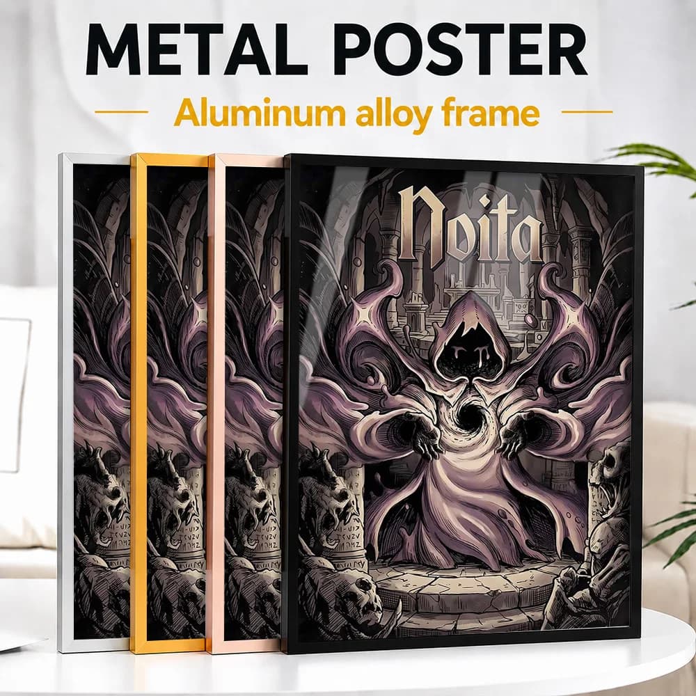 Noita Game Metal Poster With Aluminum Alloy Frame Personalized Photo Bold Digital Style Wall Art For Media Room Collector Gift