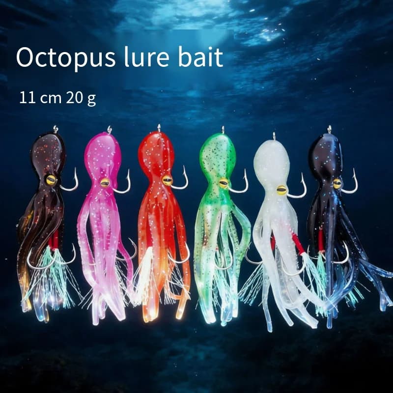 11CM Luminous Squid Skirts Soft Fishing Lure Octopus Skirt Lure Trolling Lure Artificial Lures Suitable for Freshwater Saltwater