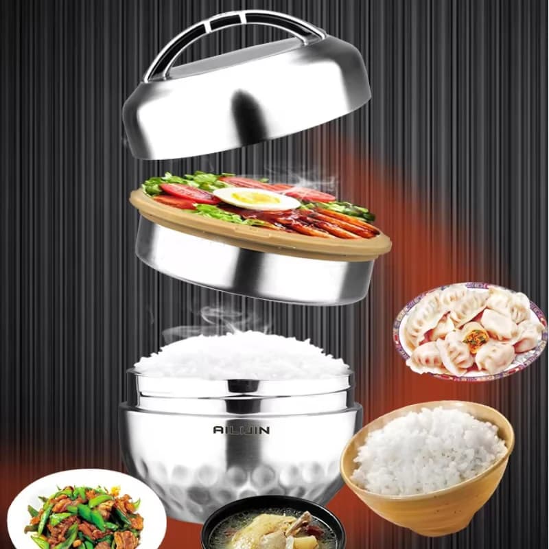 Double Laye Keep Thermos Lunch Box Contenitore per la conservazione degli alimenti Contenitore per il pranzo Bento portatile Custodia per alimenti resistente e durevole in acciaio inossidabile