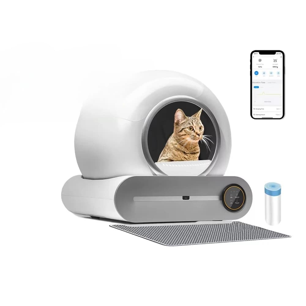 Magazzino Cassetta per lettiera per gatti autopulente intelligente completamente automatica Cassetto per WC in plastica controllato da APP di grandi dimensioni