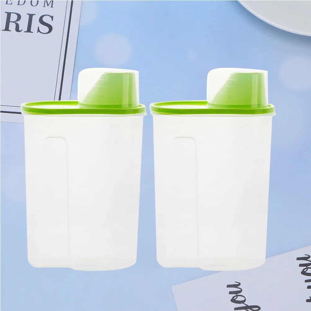 2Pcs Plastic Food Storage Jar with Airtight Seal Lid for Tea Coffee Beans Rice Grains Nuts Dried Fruit 2.5L Large Green Canister