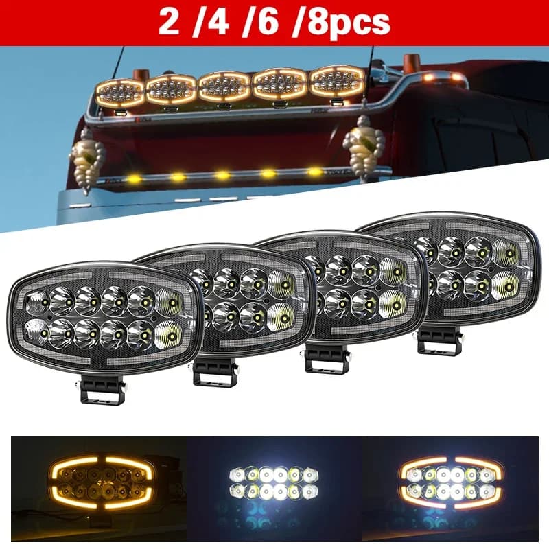 9 POLLICI Off Road LED Guida Camion Lavoro Faretto Faro Bianco Flash Indicatore di direzione Giallo Per Camion 4X4 4WD Accessori Auto