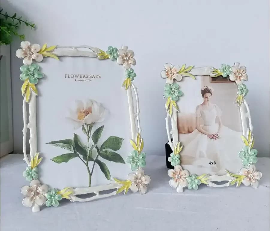 Cornici portafoto in metallo bianco argento da 6/7 pollici, porta foto, cornice per foto per decorazione da scrivania