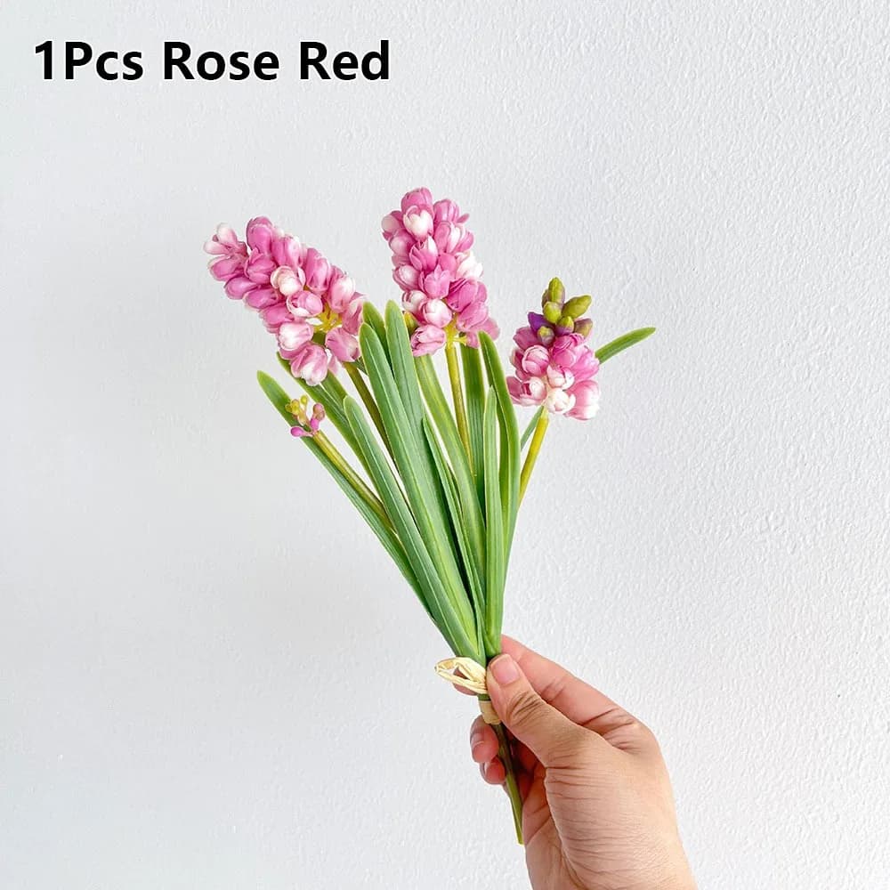 3Pcs/Bunch Realistic Artificial Hyacinth Flower Green Plants Artificial Decoration Hyacinth Flower Bouquet