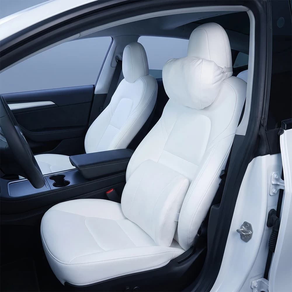 Flocking Car Neck Support Pillow Headrest Lumbar Back Cushion For Tesla Model 3 Highland Model Y Juniper Model Y L 6-Seater