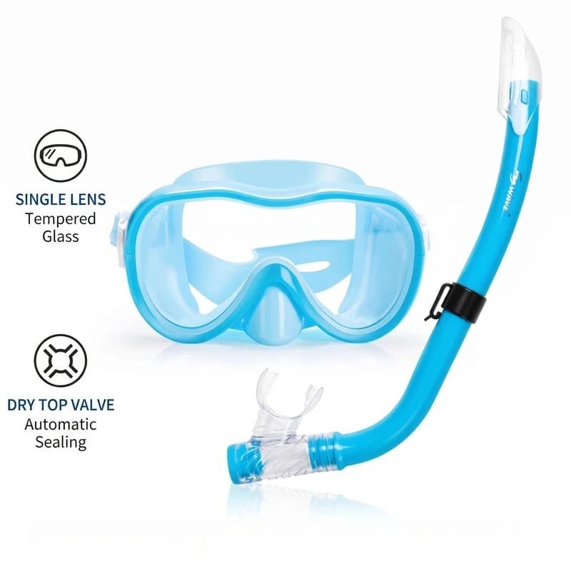 Kids Snorkeling Set 2 Piece Mask and Snorkel Soft Beginner Gear for Children Swimming Pool Beach Ocean Water Sports Activity