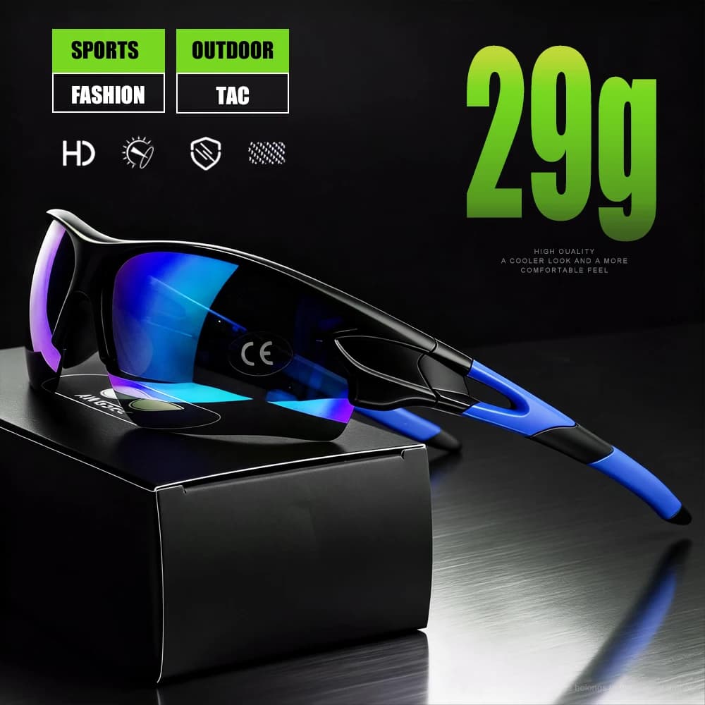 Men's Sports Sunglasses UV400 Protection for Cycling Running Fitness Outdoor, Unibody HD Lens