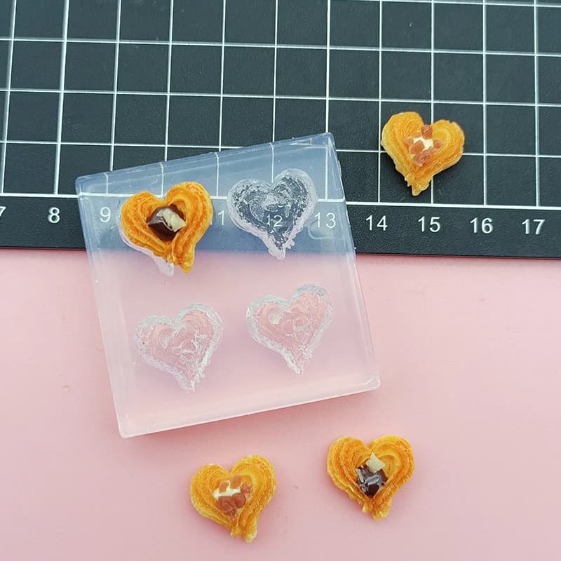 Stampo in Silicone per Mini Biscotti a Forma di Cuore in Argilla Polimerica, Giocattolo per Casa delle Bambole, Stampo per Dessert Fai-da-Te