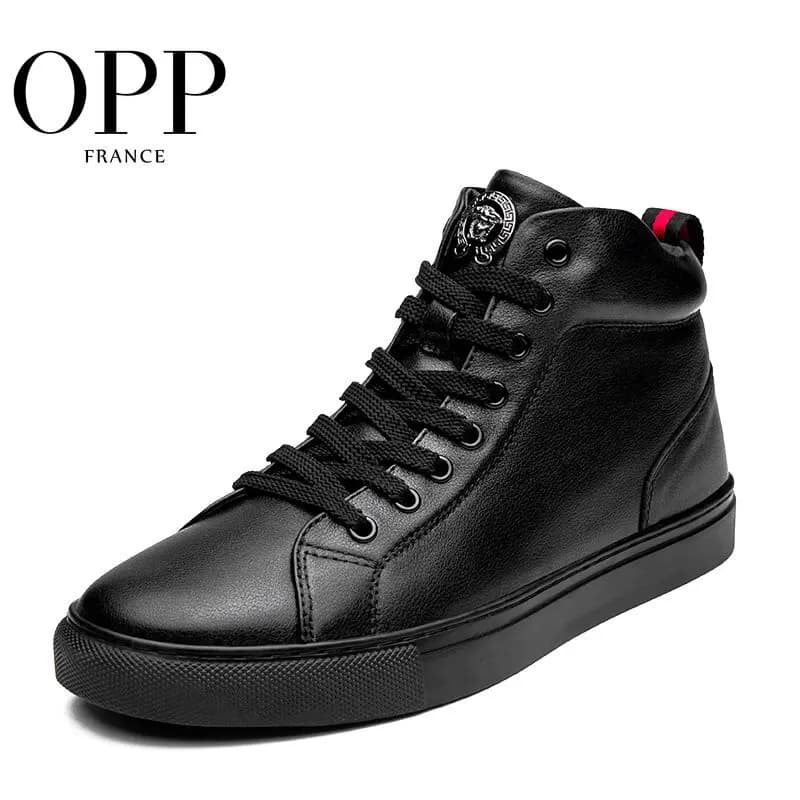 2023 High Top Cow Shoes Zip Lace-up Sneakers da uomo in pelle stivaletti Punk per uomo Hook & Loop Shoes stivali da moto Tactic